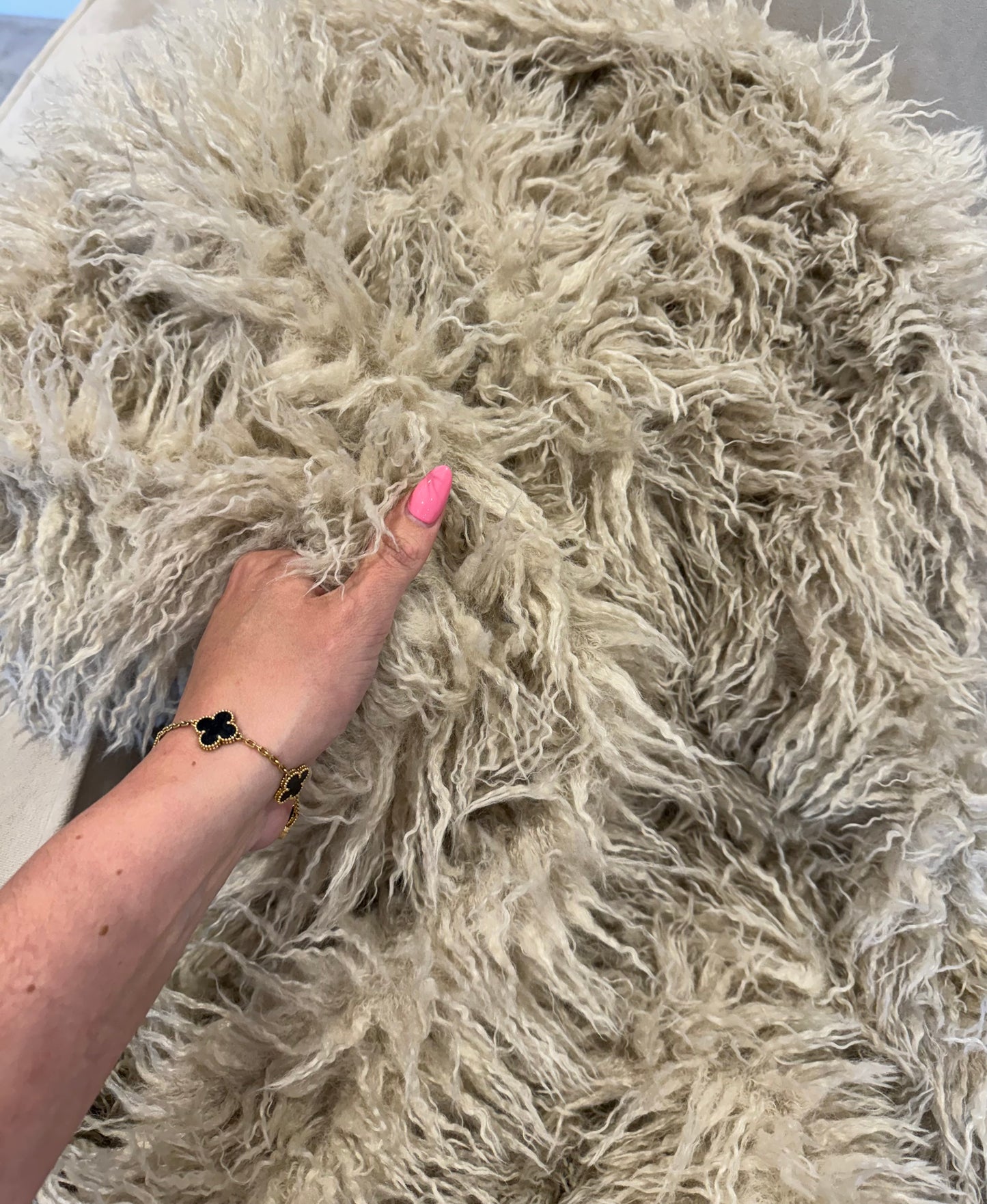 Tibet Natural Faux Fur Throw