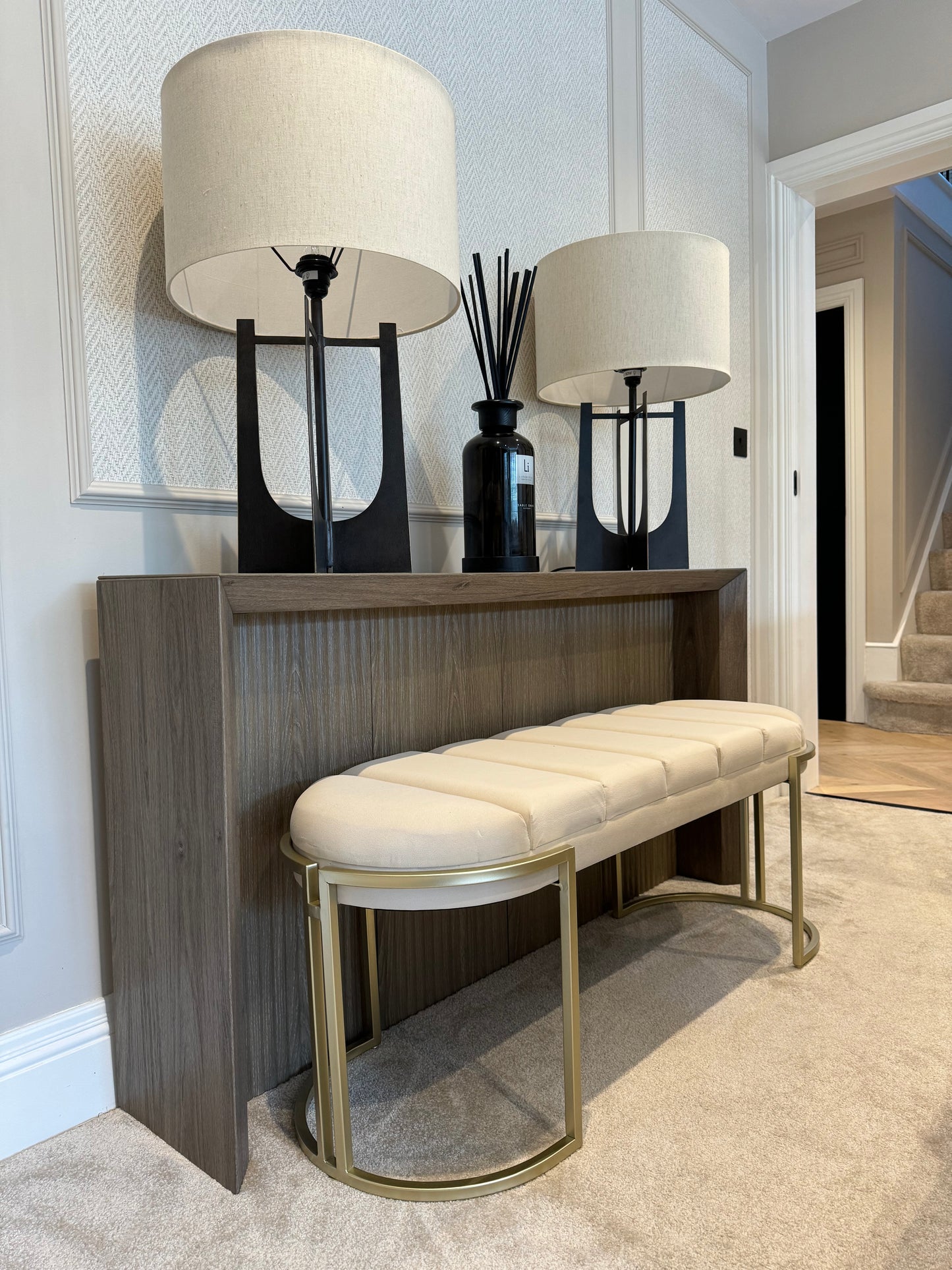 Esme Cream Tufted Bench