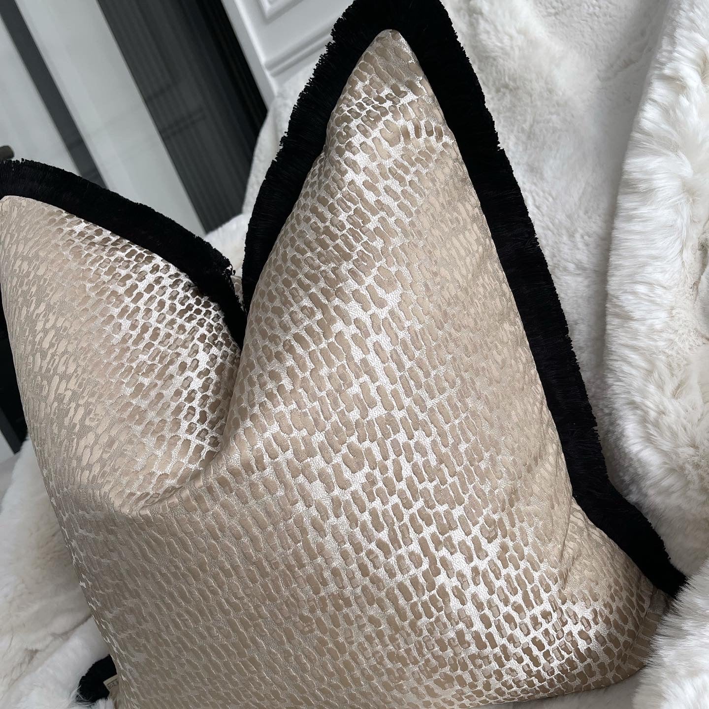 Bijou Black Fringed 20" Cushion