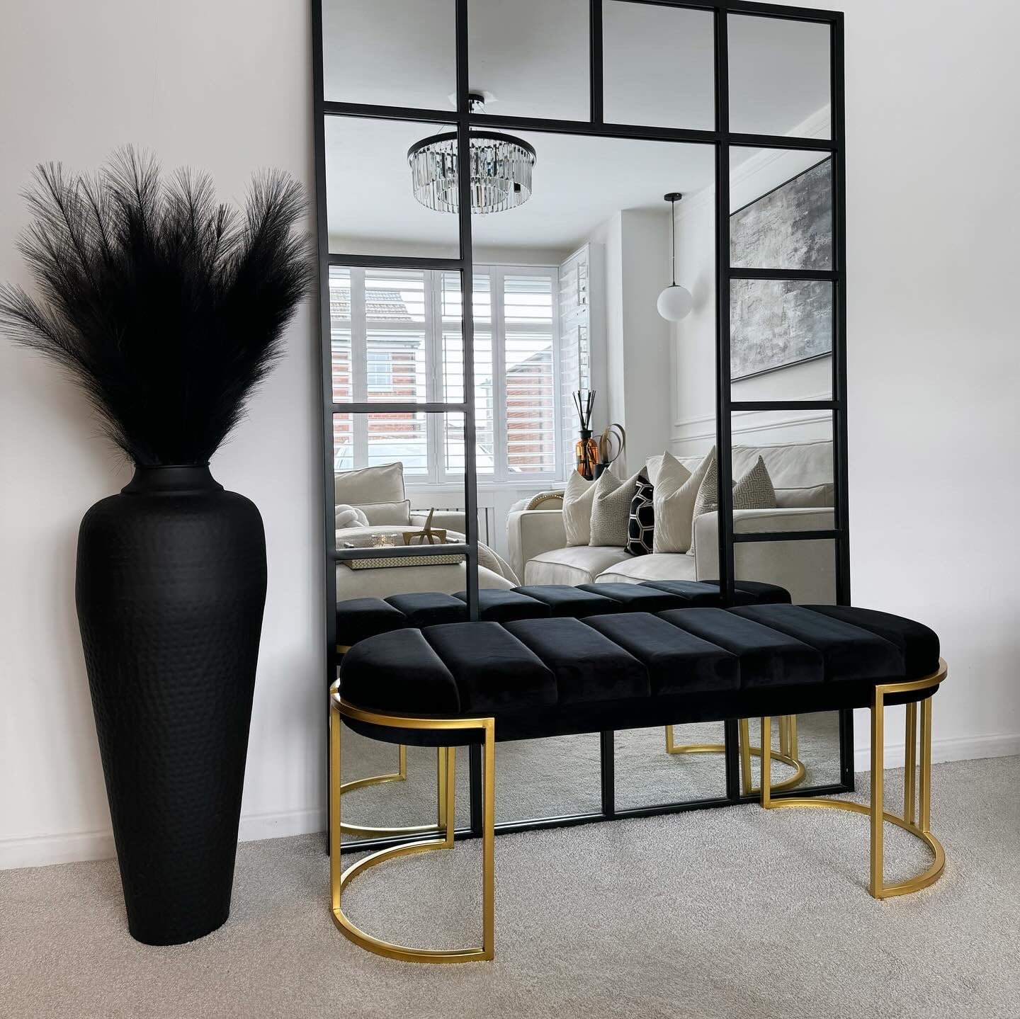 Esme Black Velvet Bench