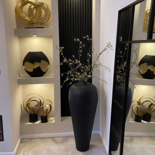 **PRE ORDER** Felix Matte Black Large Hammered Vase