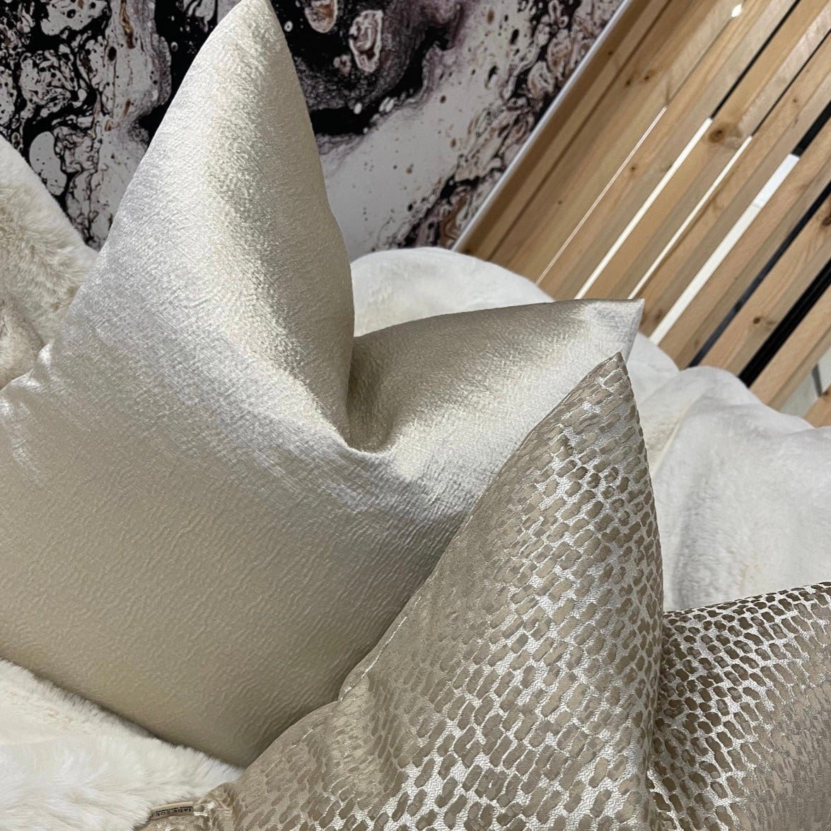 Ariel Light Putty Sheen 22” Cushion