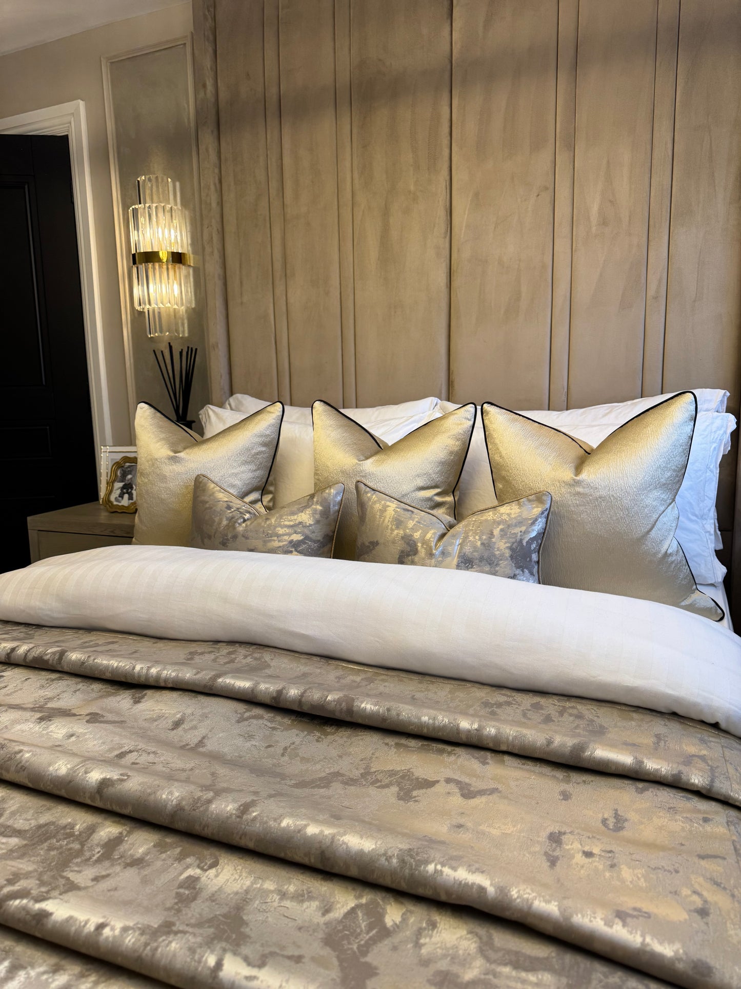 Aurelia Gold Luxury Piped Cushion