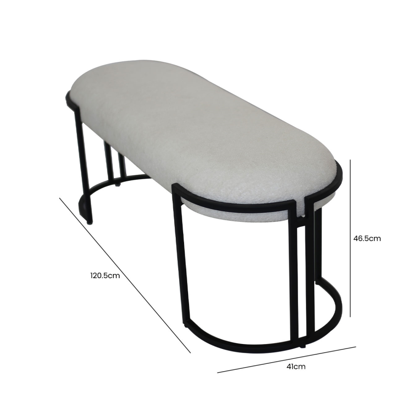 Esme White Boucle Bench - PRE ORDER