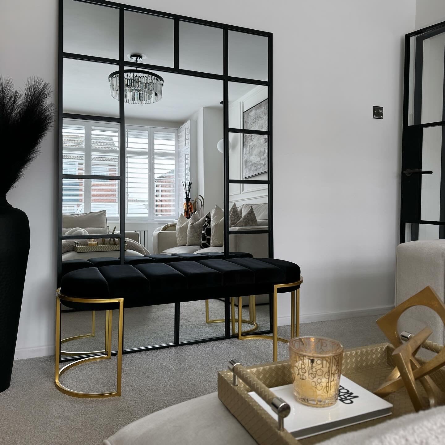 Esme Black Velvet Bench
