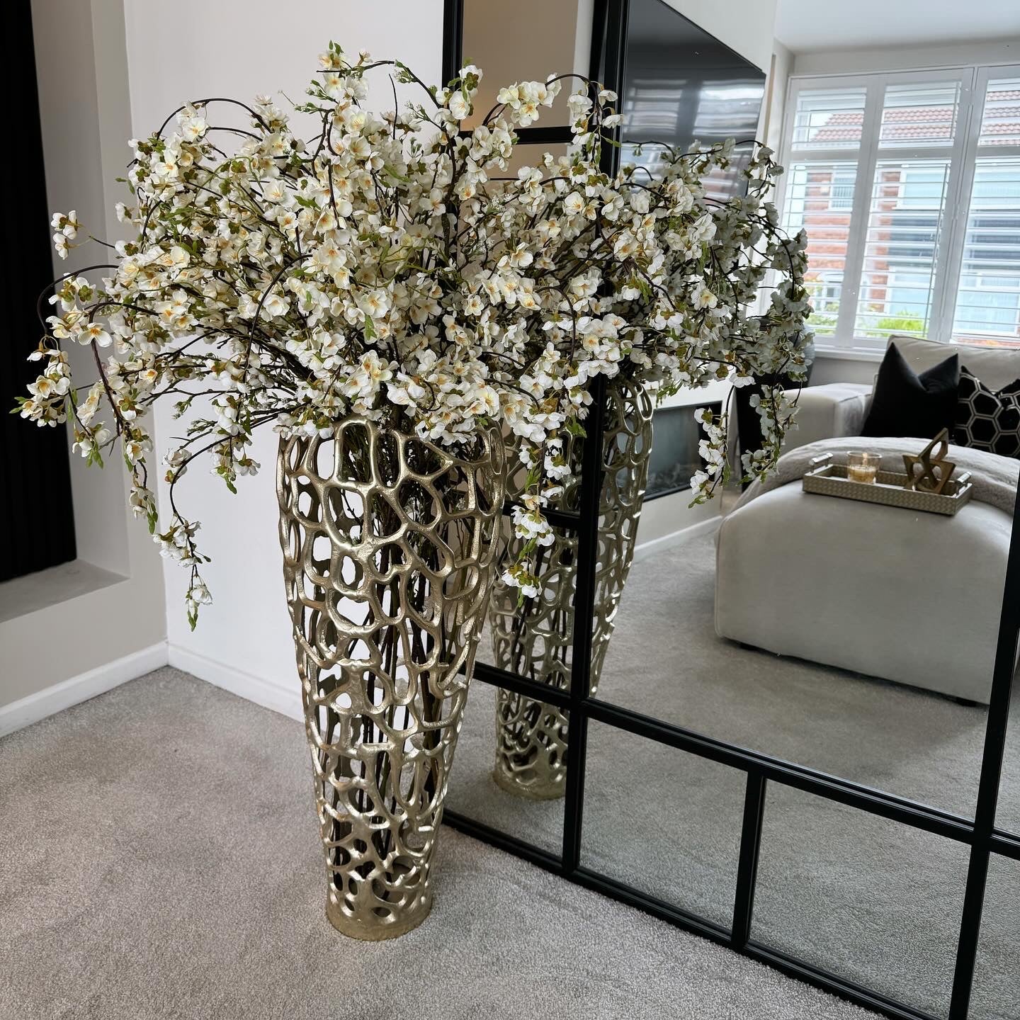 Delphin Coral Gold Metal 83cm Vase