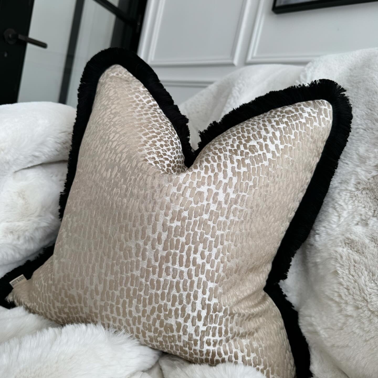 Bijou Black Fringed 18" Cushion