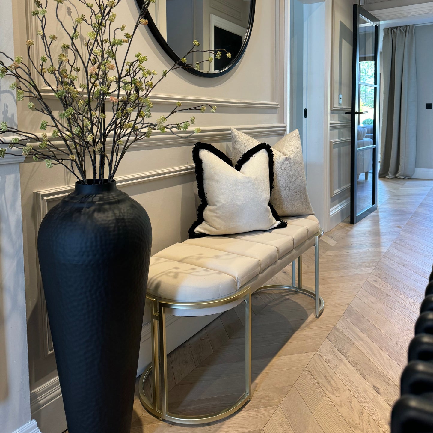 Esme Cream Tufted Bench