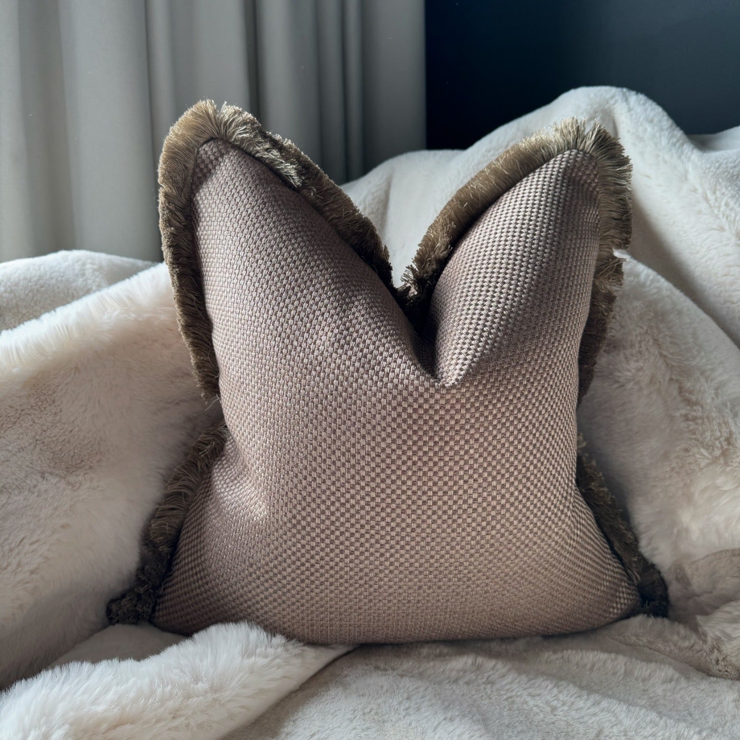 The Dark Carre Fringed 18" Cushion