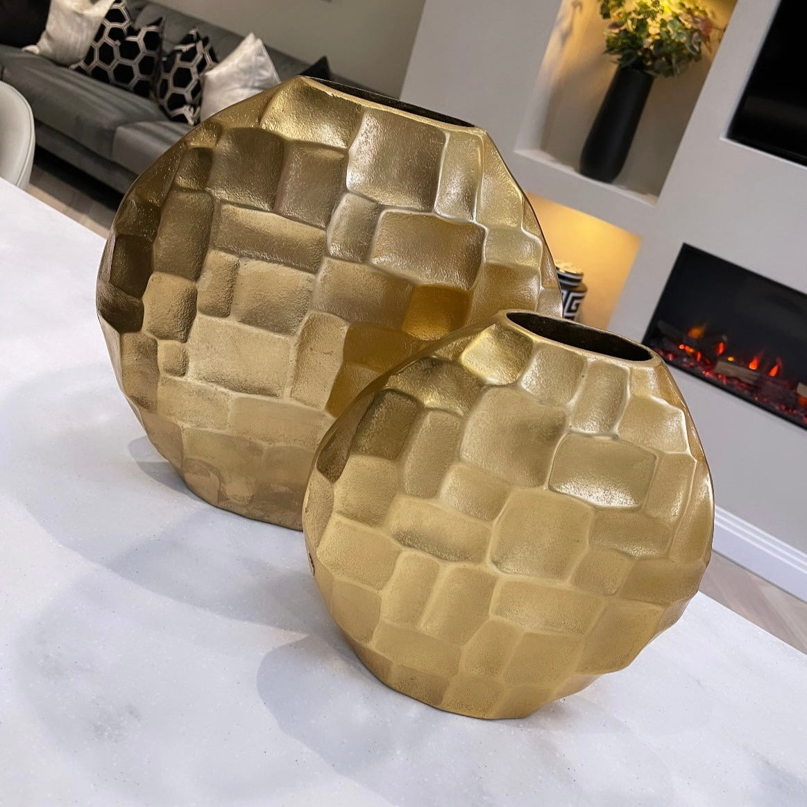 Anouska Gold Round 34cm Vase - PRE ORDER