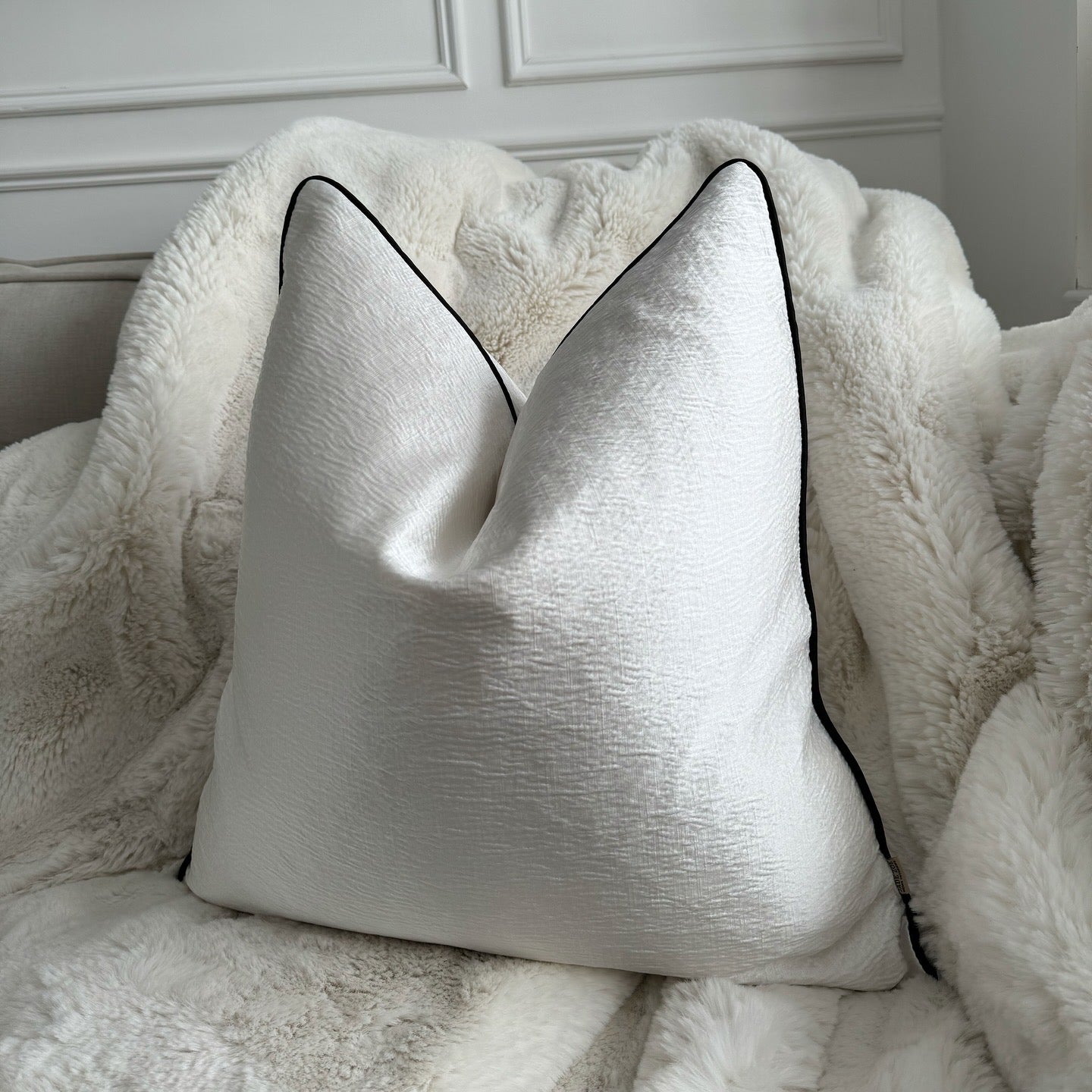 Jade 22” Black Piped Cushion