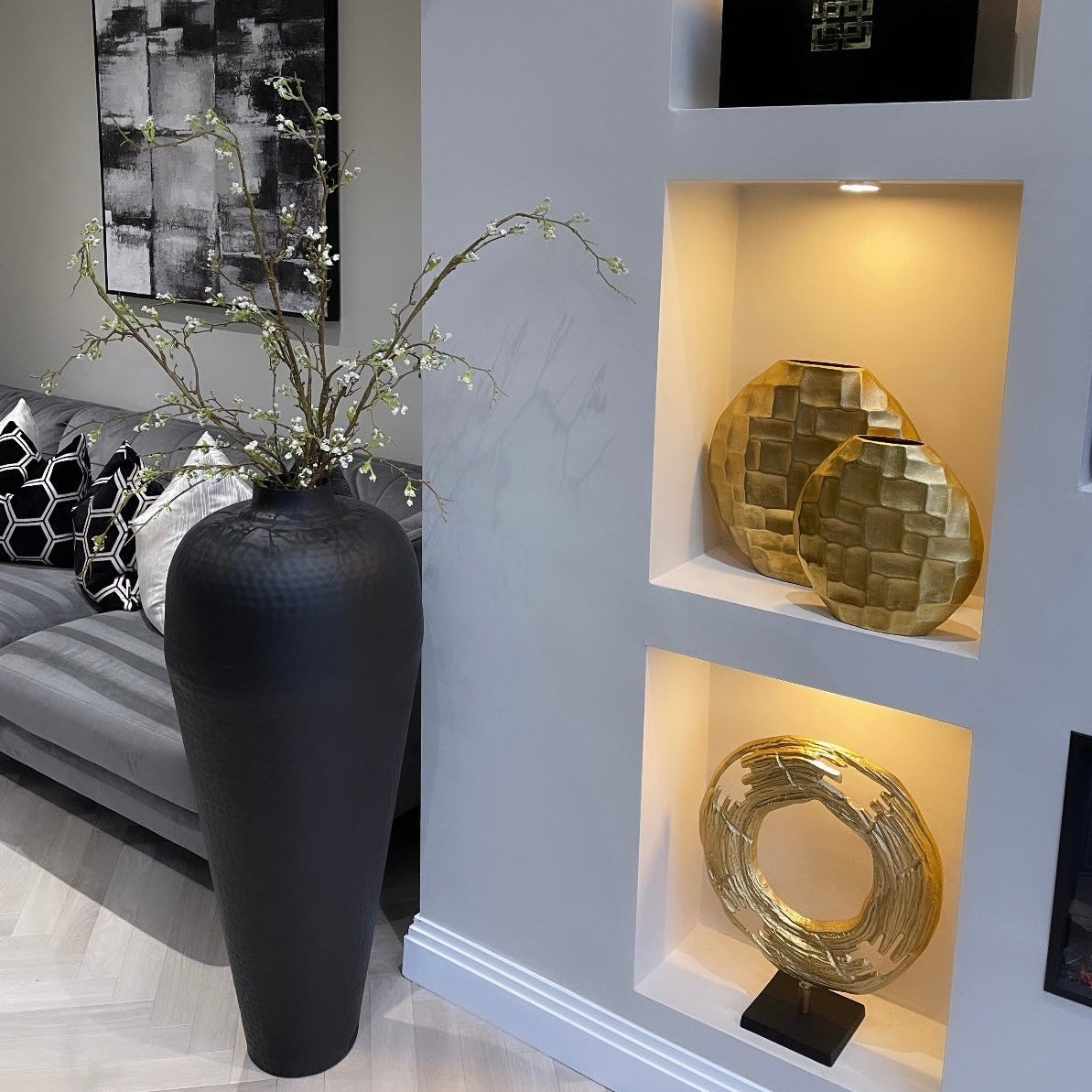 Anouska Gold Round 34cm Vase - PRE ORDER