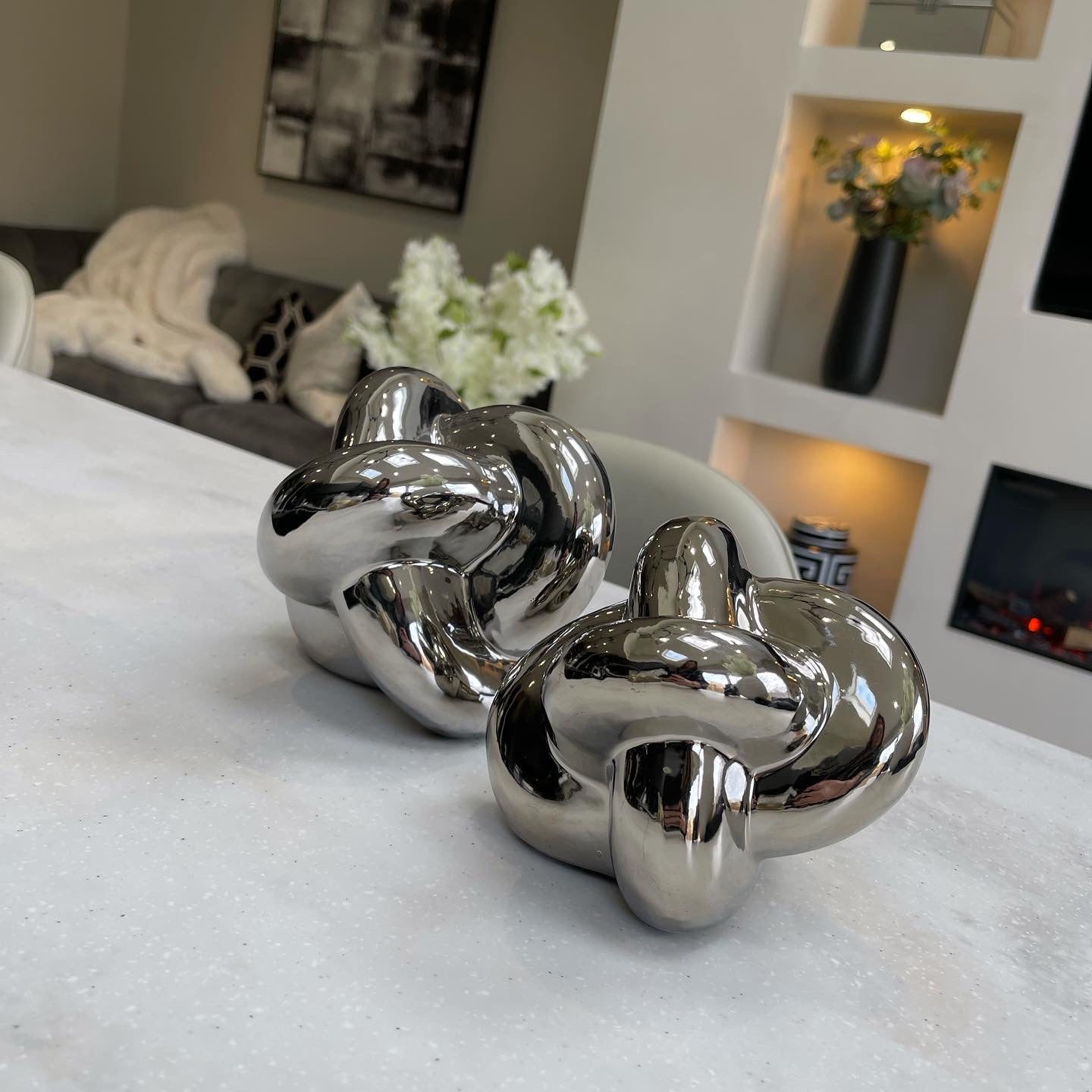 Silver Knot Ceramic Large Sculpture