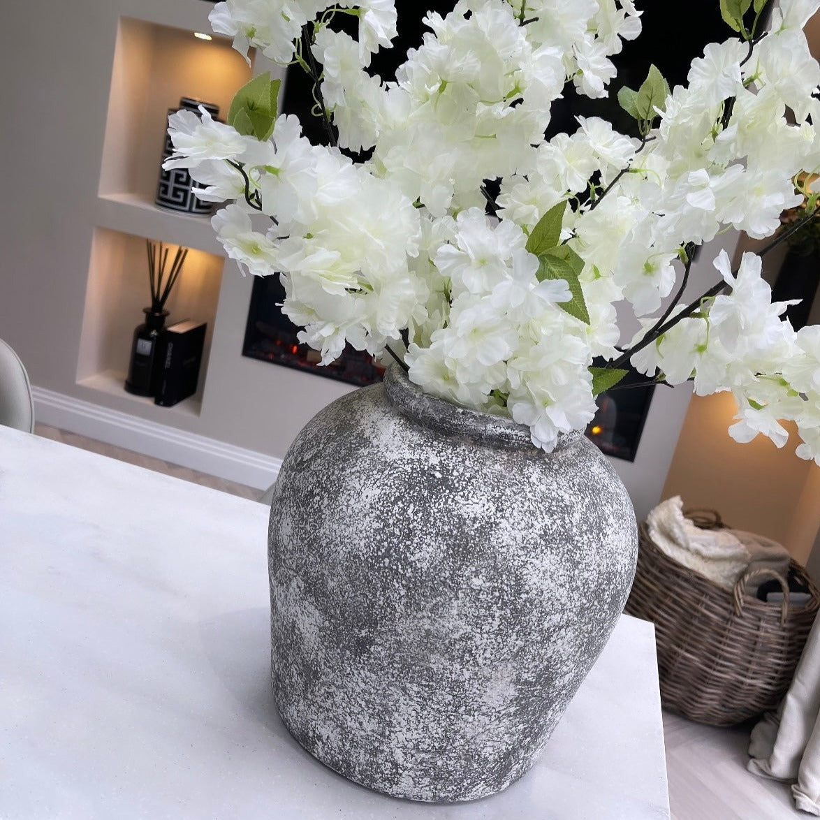 Carnac Aged Stone Ceramic Vase