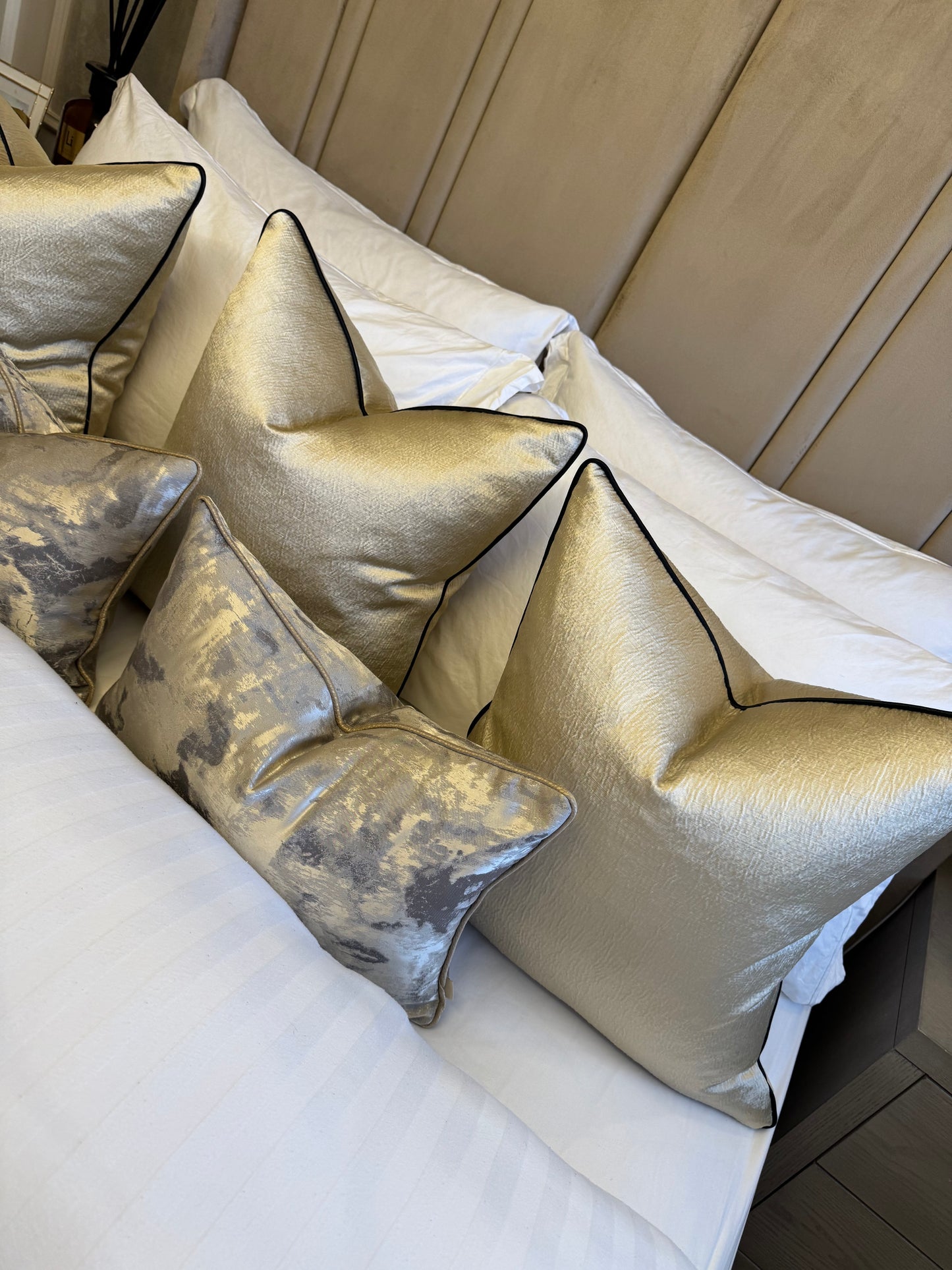 Aurelia Gold Luxury Piped Cushion