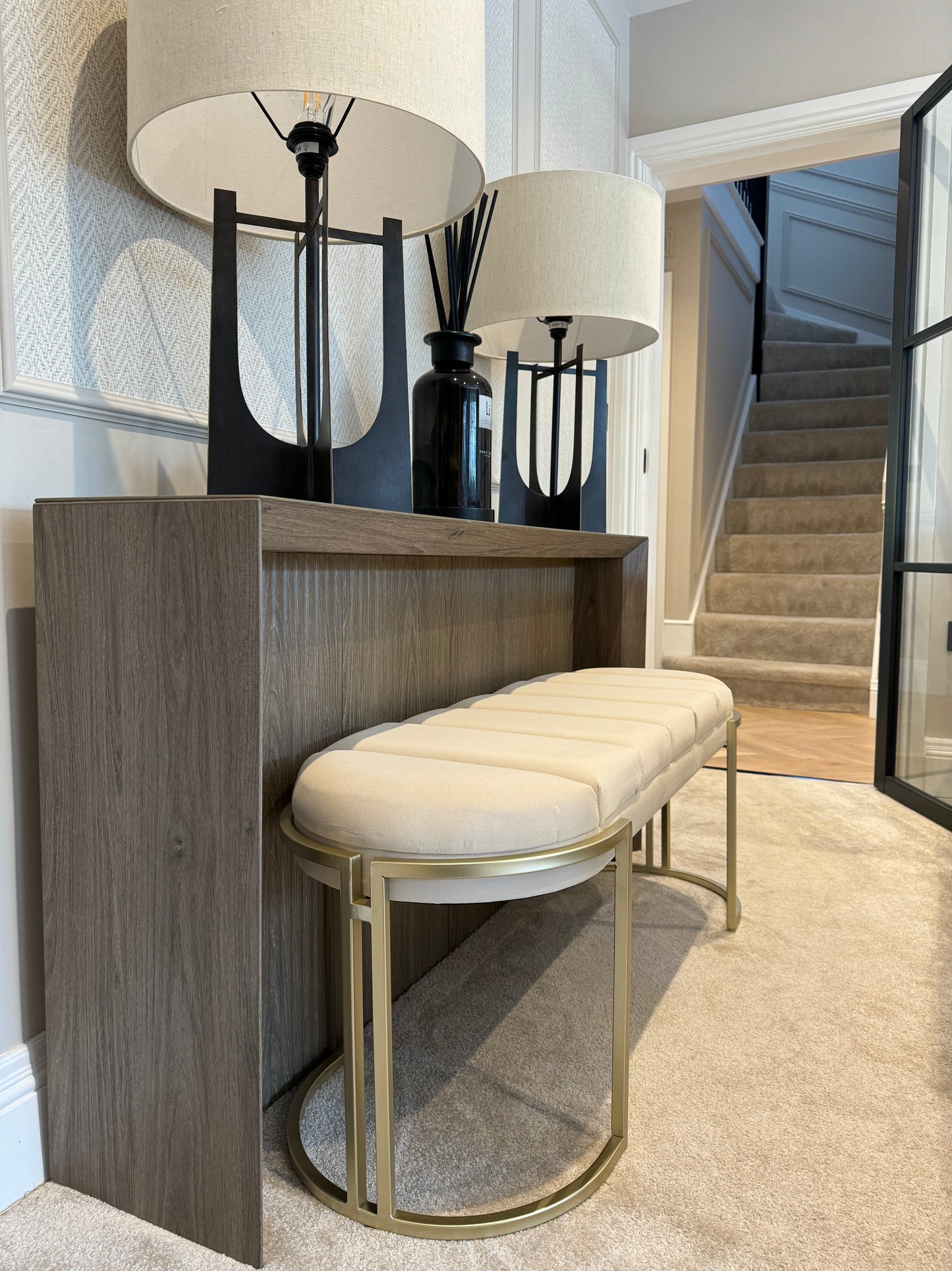 Esme Cream Tufted Bench