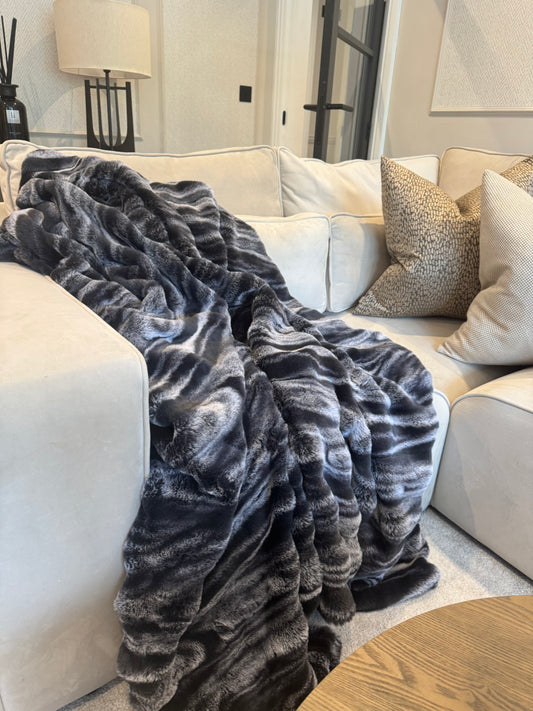 Dalston Charcoal Stripe Throw
