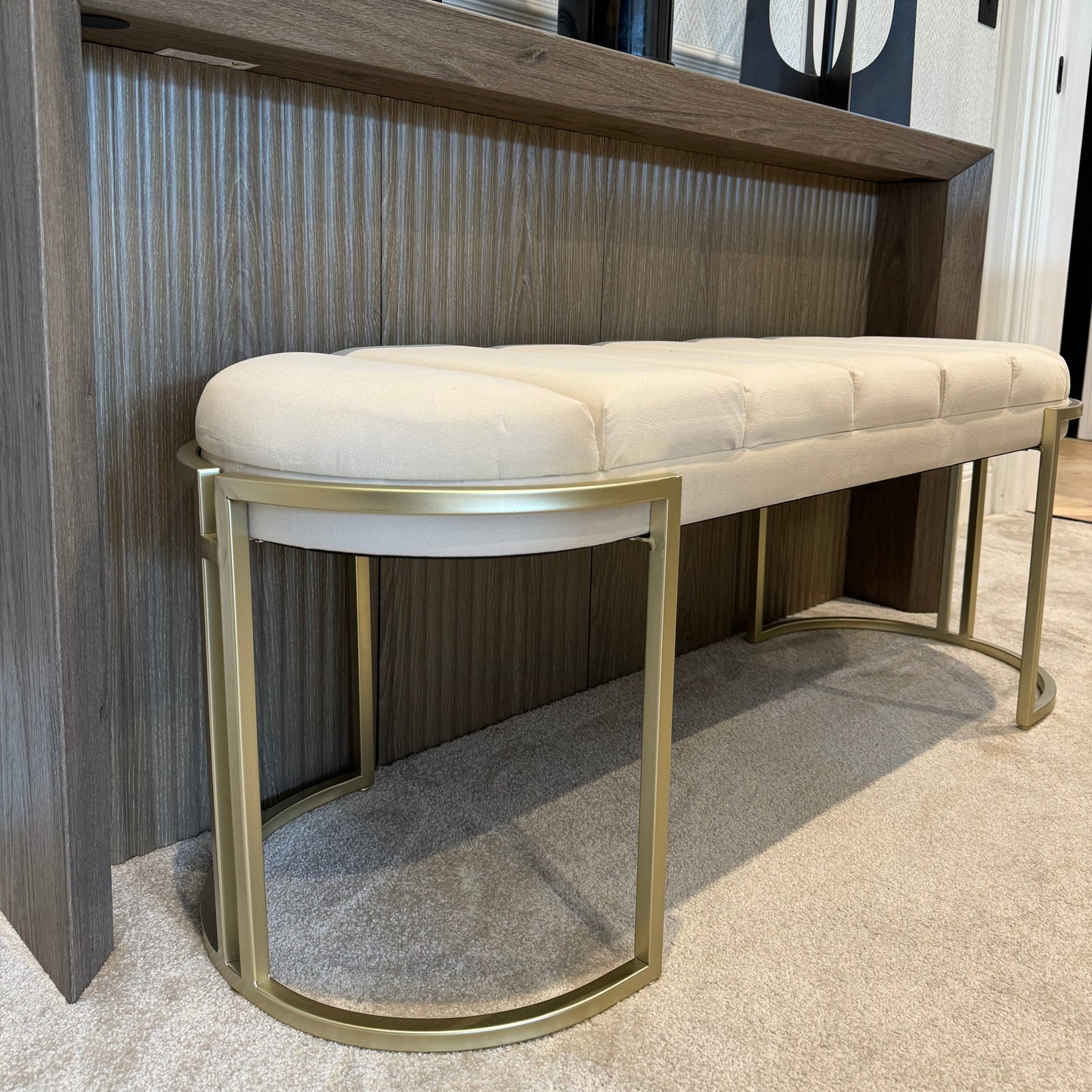 Esme Cream Tufted Bench