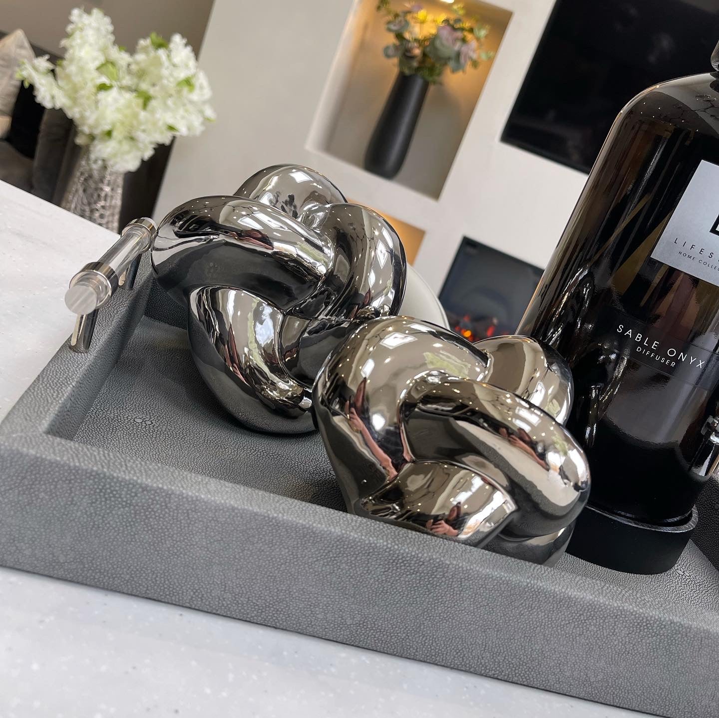 Silver Knot Ceramic Large Sculpture