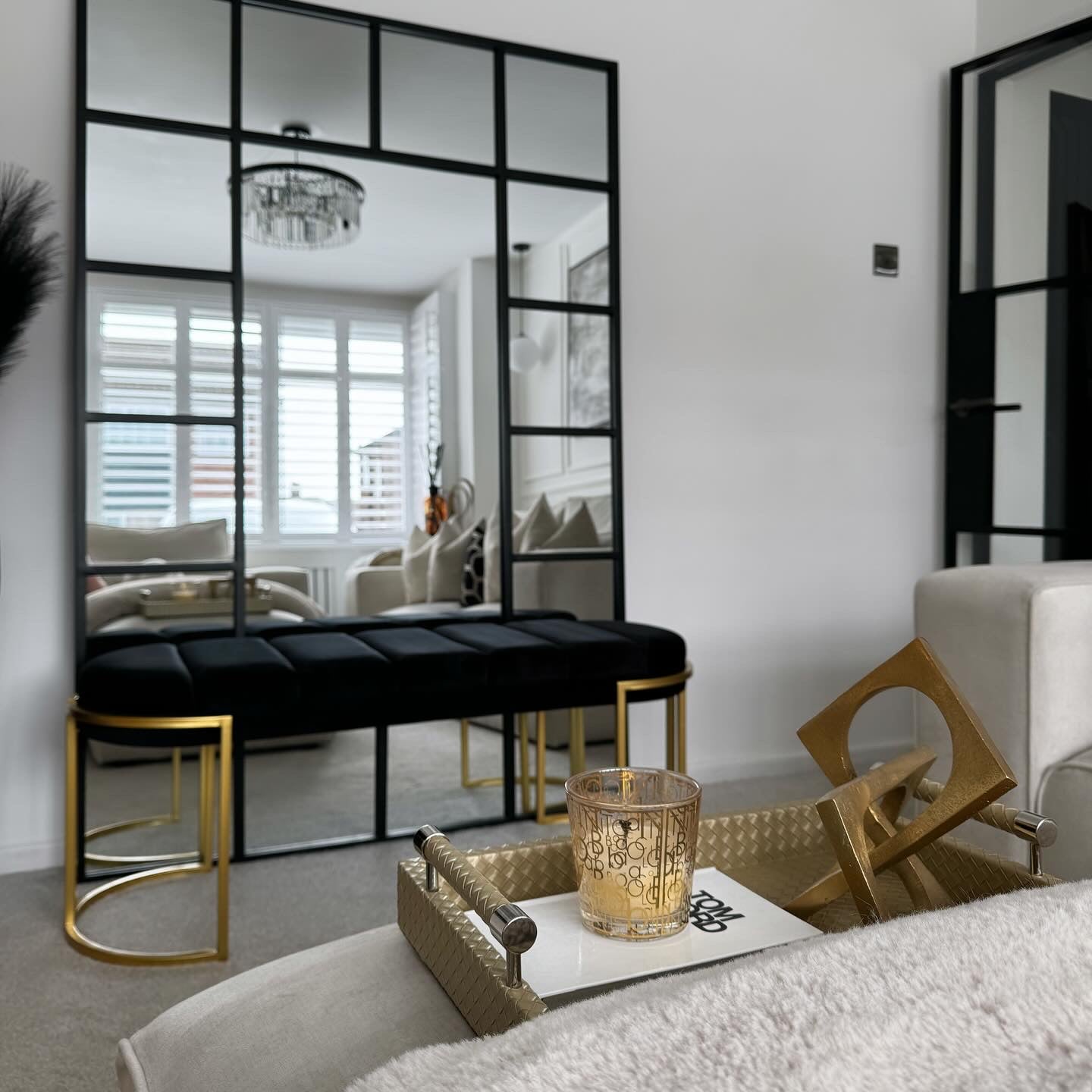 Esme Black Velvet Bench