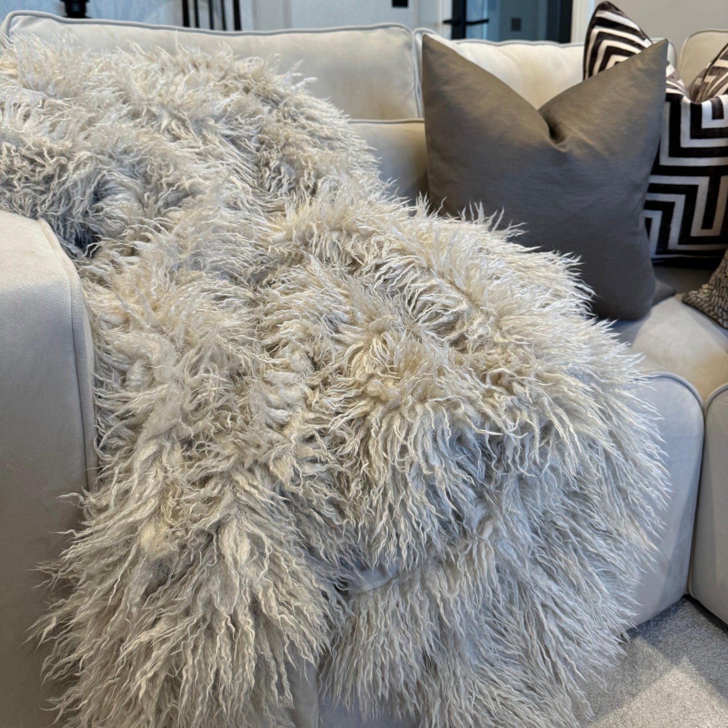 Tibet Natural Faux Fur Throw