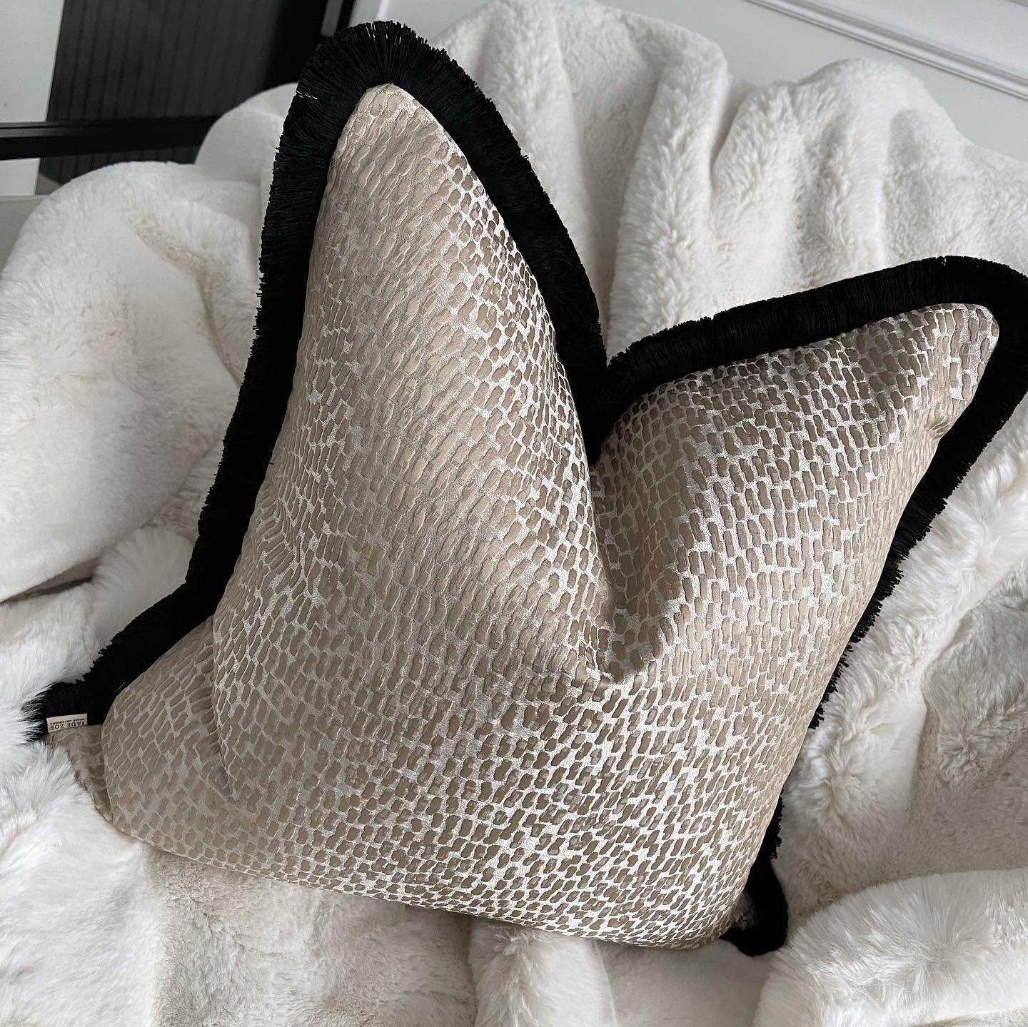 Bijou Black Fringed 20" Cushion