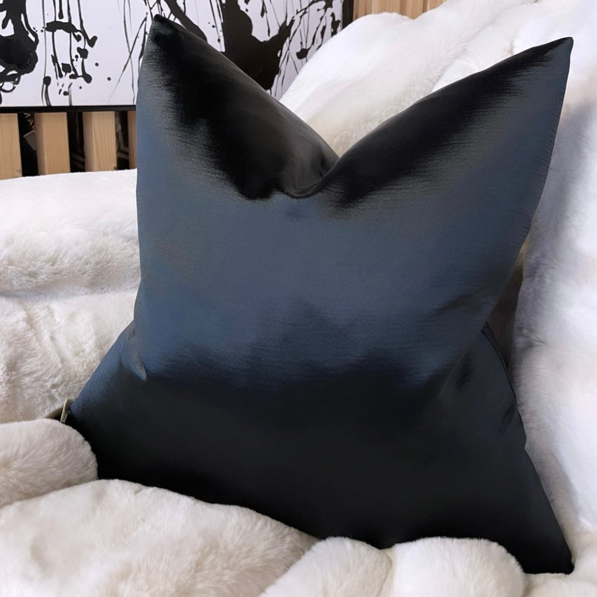 Camila Black Satin 20” Cushion