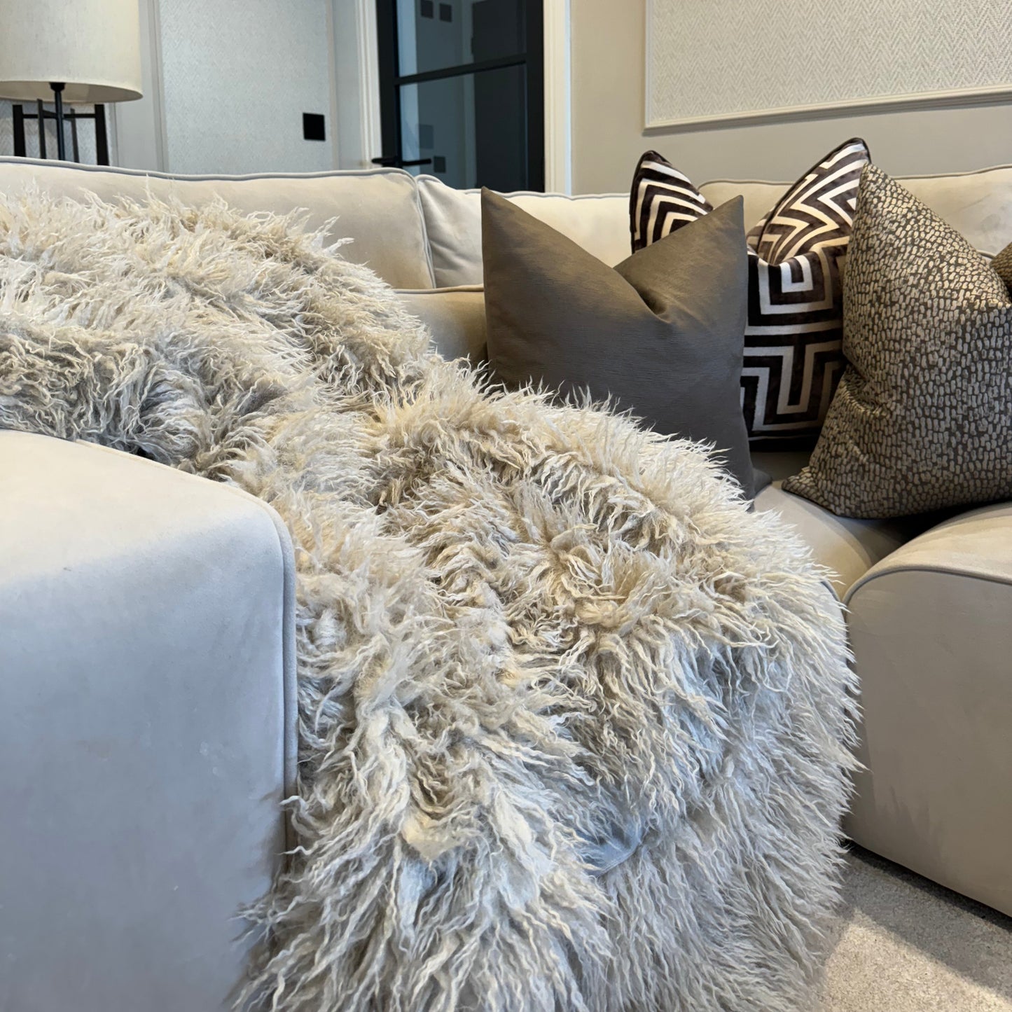 Tibet Natural Faux Fur Throw