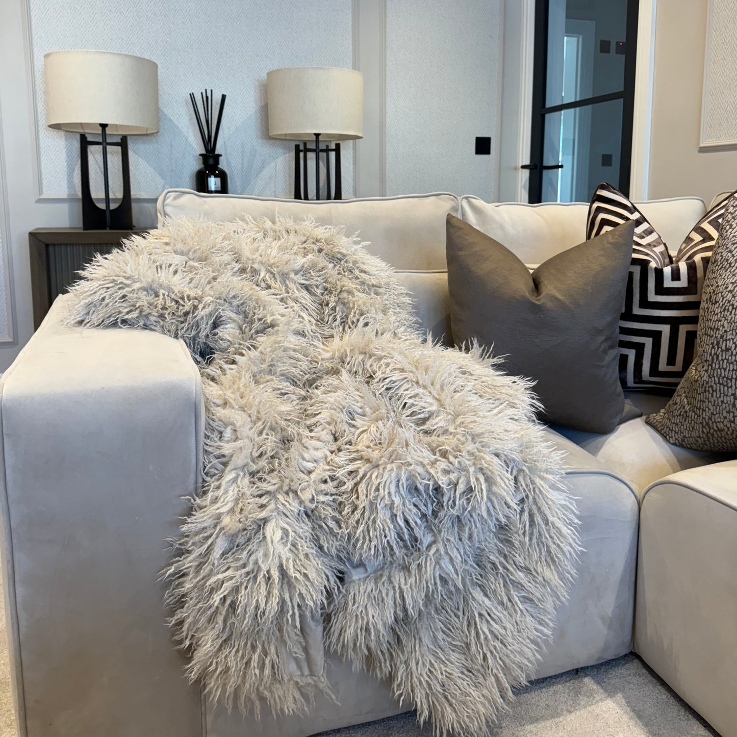 Tibet Natural Faux Fur Throw