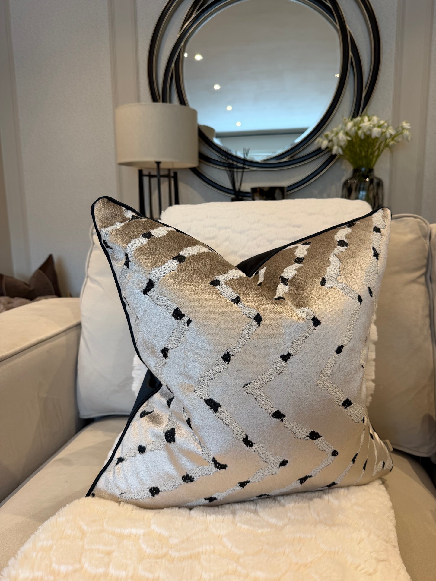 Elara Piped Luxury Cushion