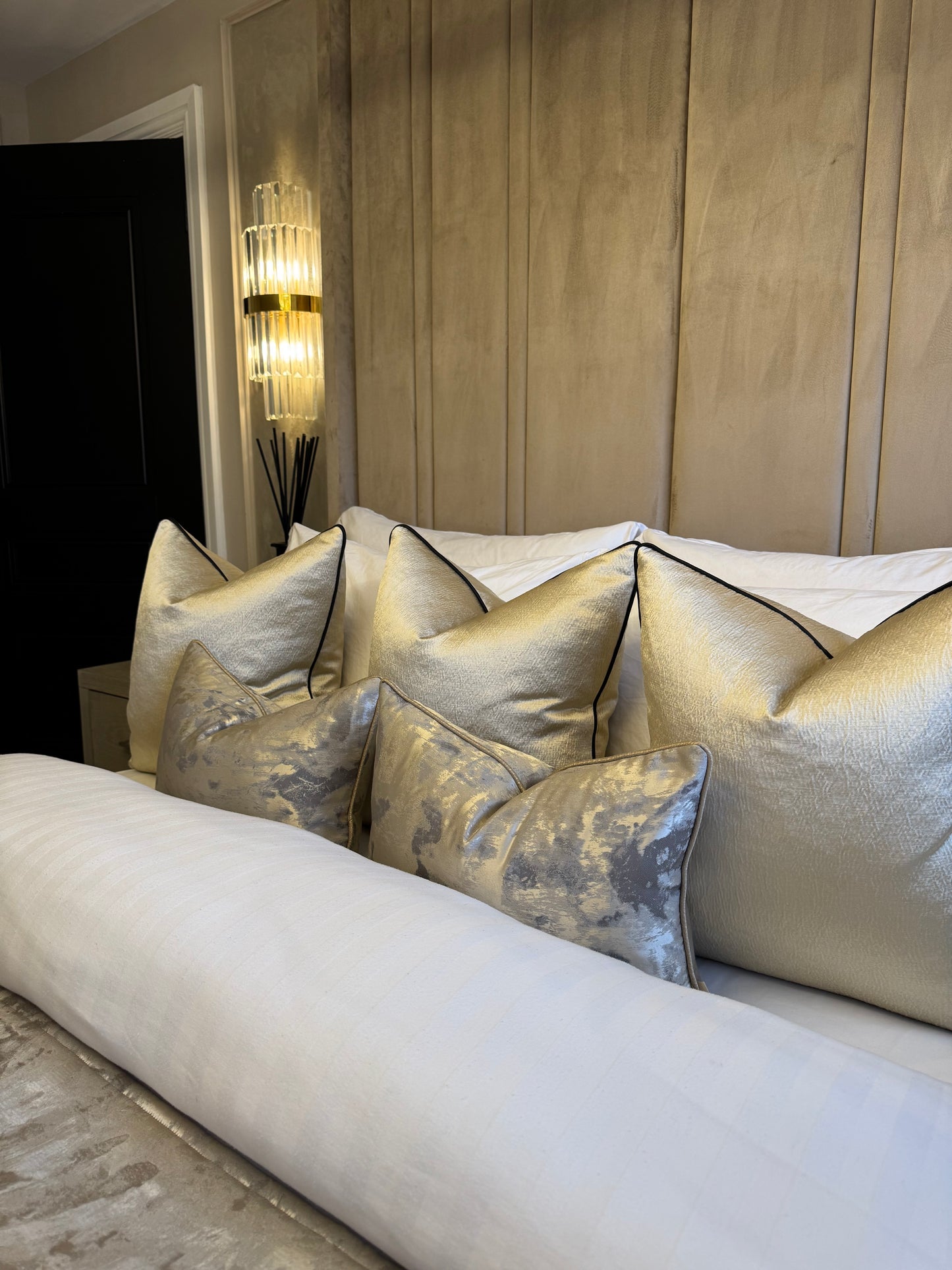 Aurelia Gold Luxury Piped Cushion