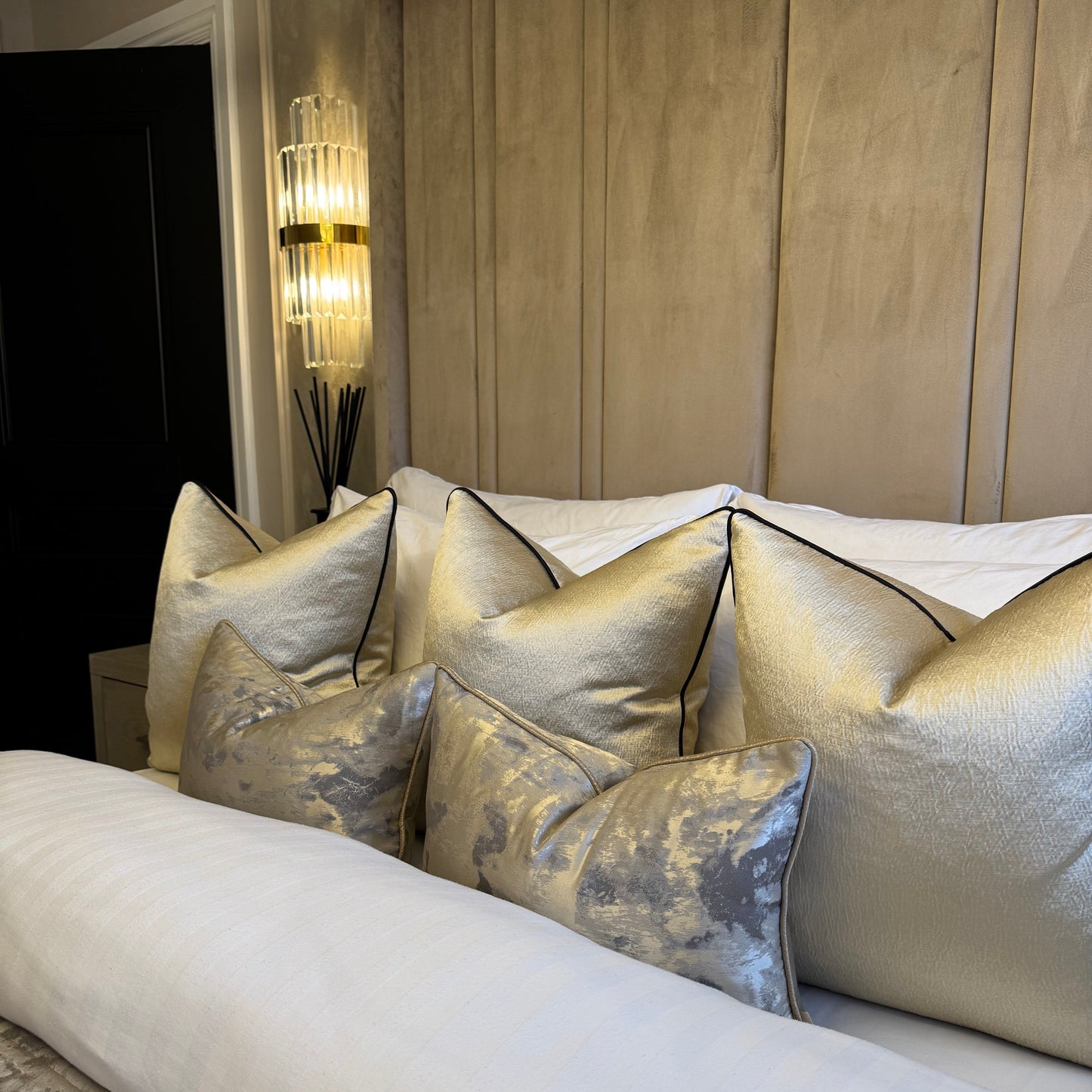 Aurelia Gold Luxury Piped Cushion