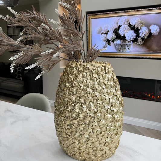 Flora Gold Embossed 40cm Vase