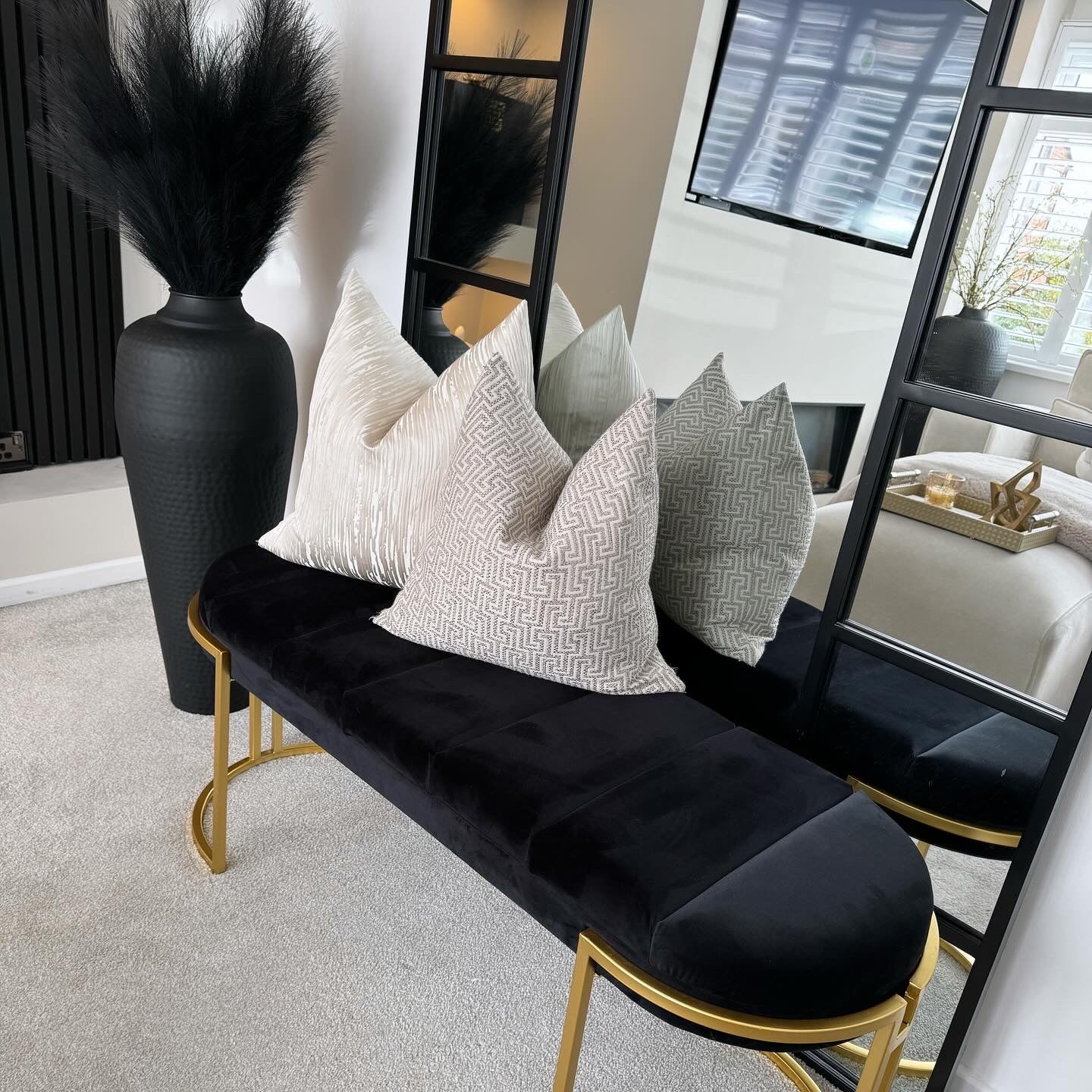 Esme Black Velvet Bench