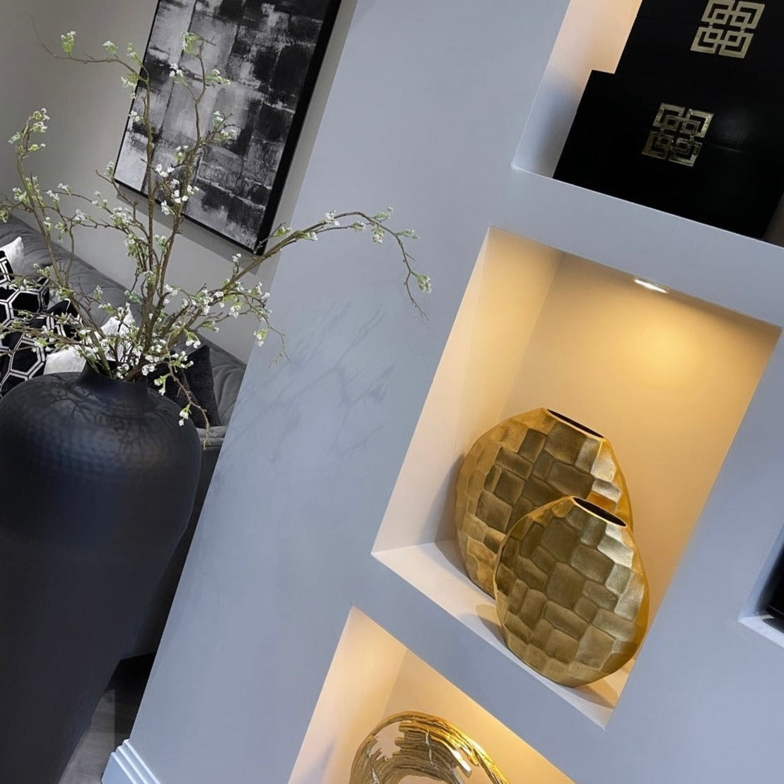 Anouska Gold Round 34cm Vase - PRE ORDER