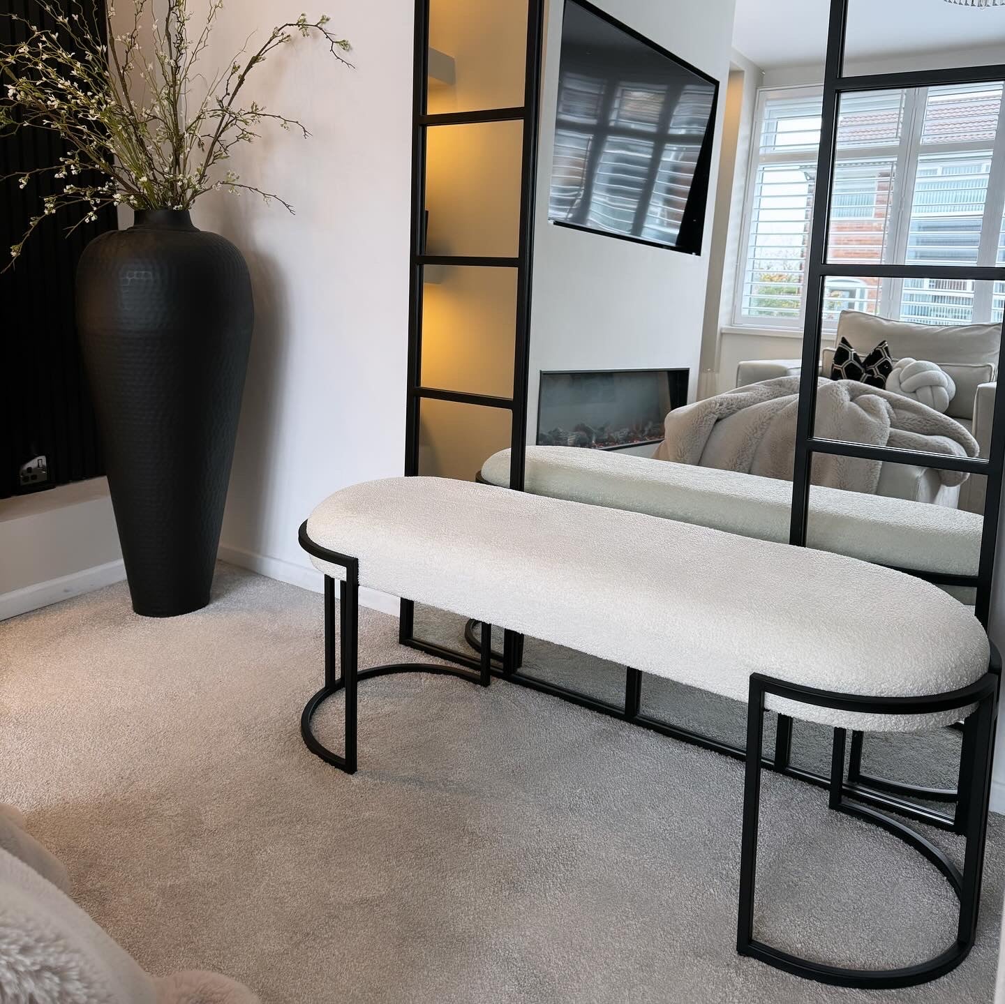 Esme White Boucle Bench - PRE ORDER