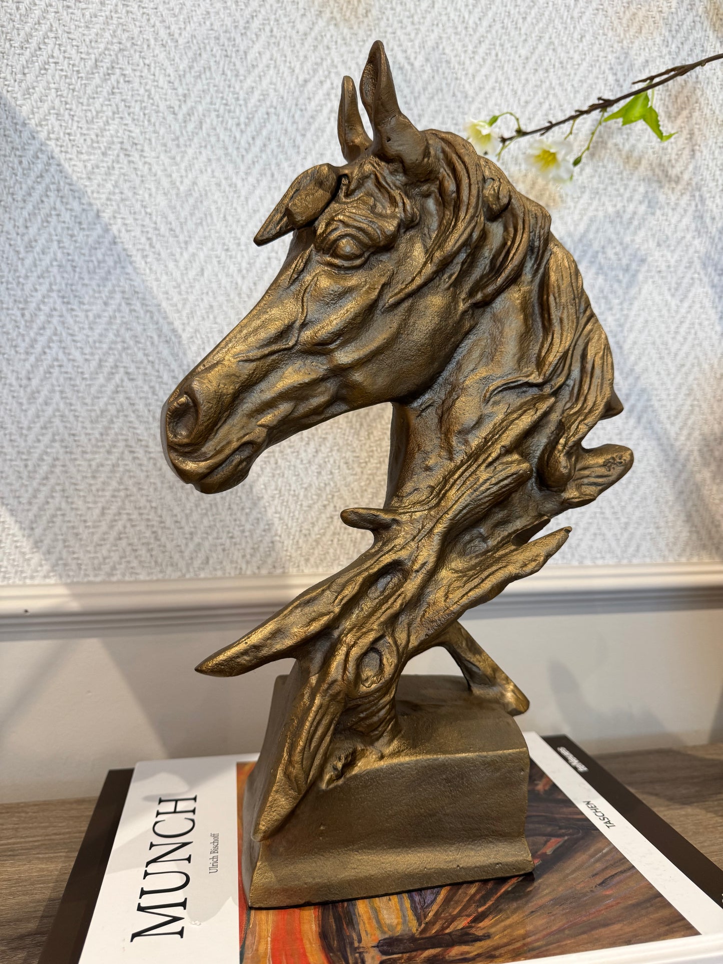 Horse Head Sculpture Antique Gold