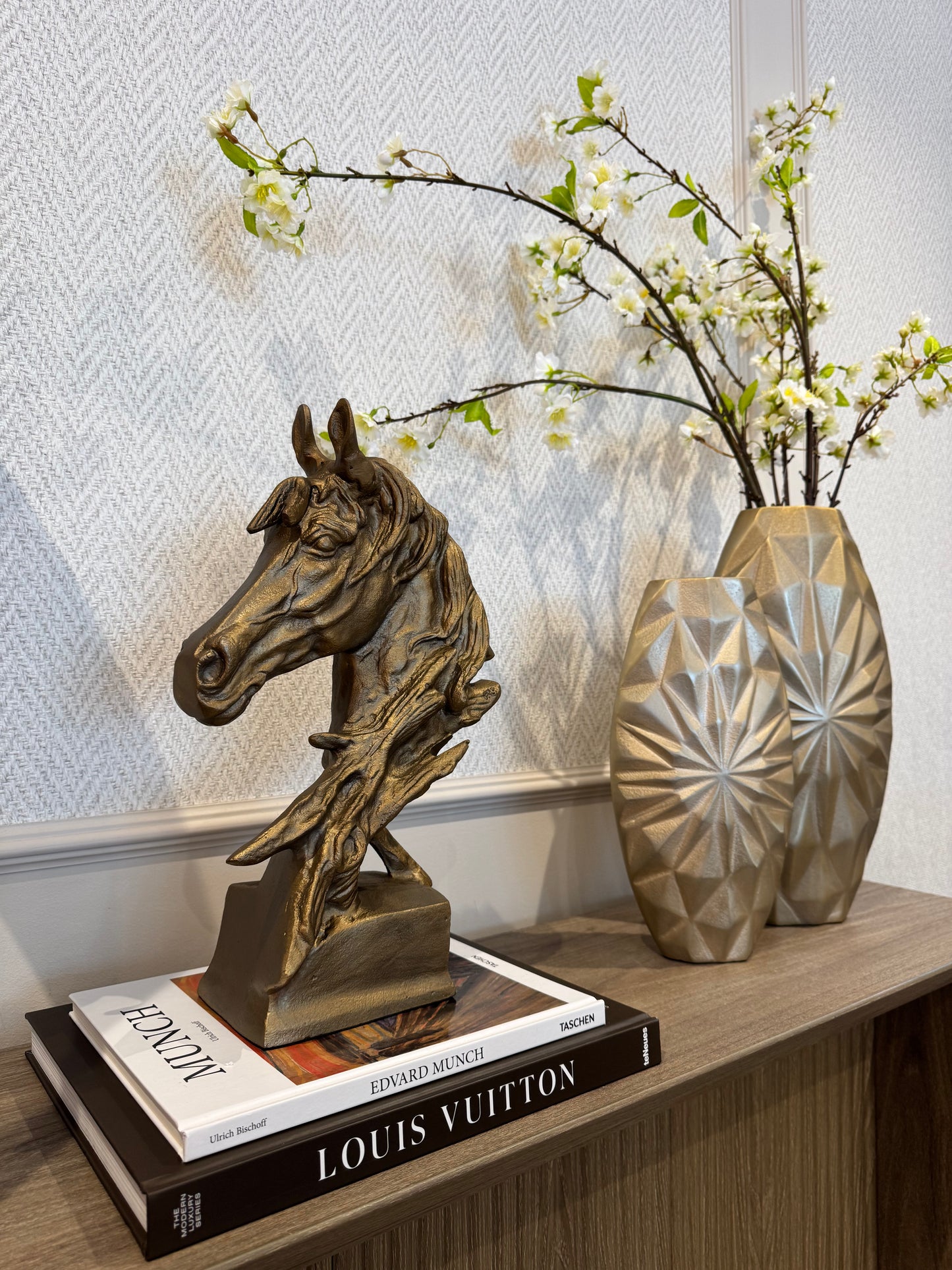 Horse Head Sculpture Antique Gold