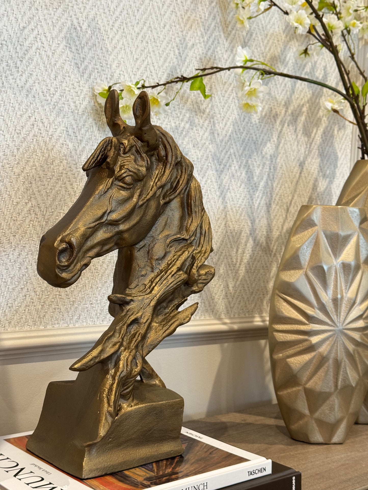 Horse Head Sculpture Antique Gold