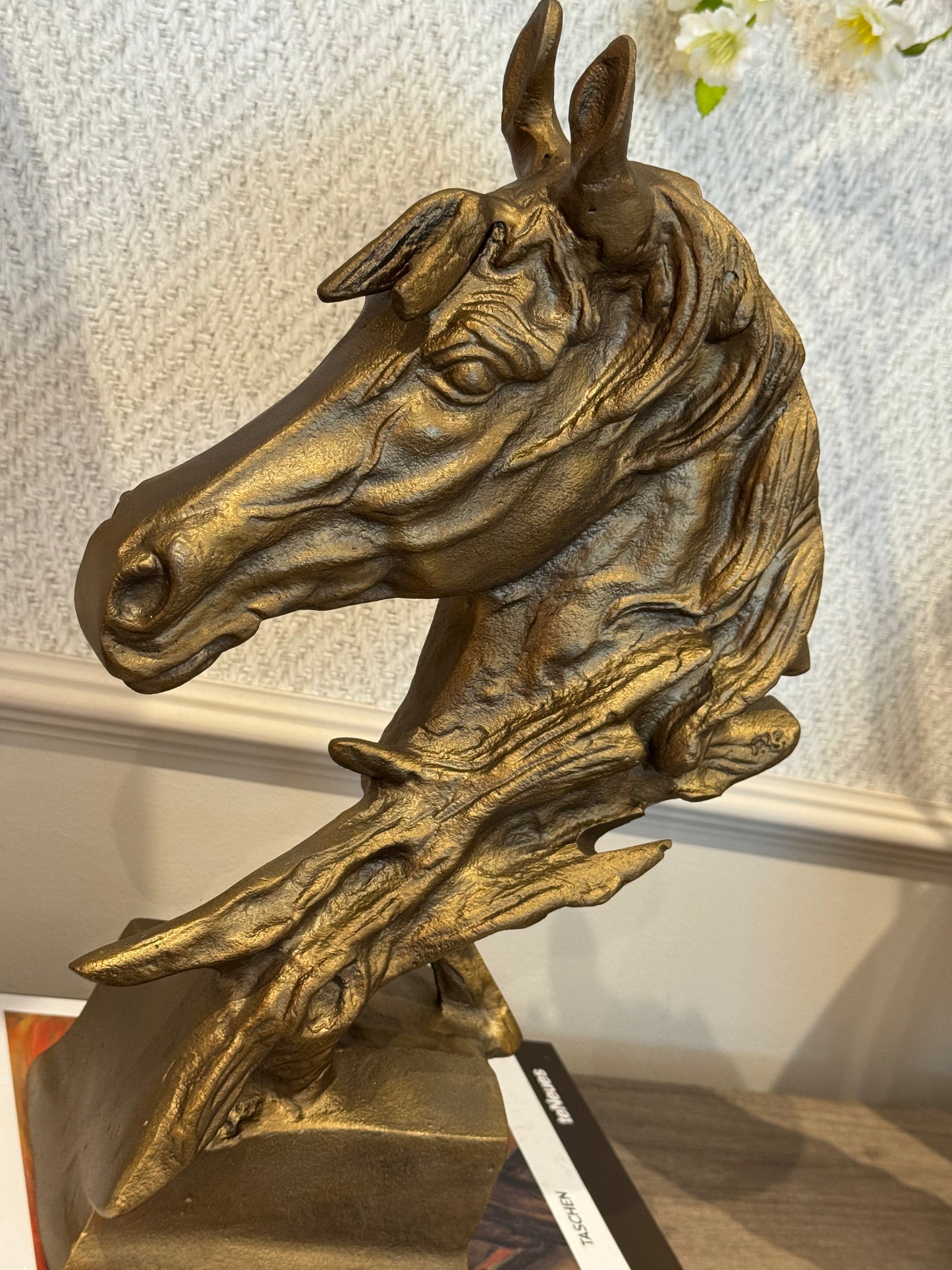 Horse Head Sculpture Antique Gold