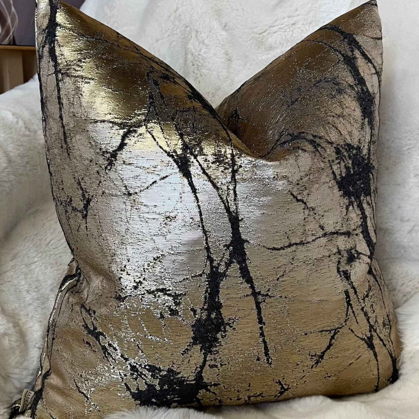 Galaxy Gold and Black Sheen 18” Cushion