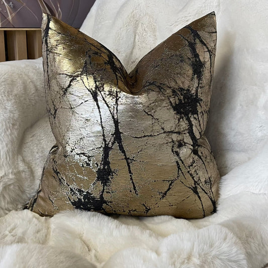 Galaxy Gold and Black Sheen 18” Cushion