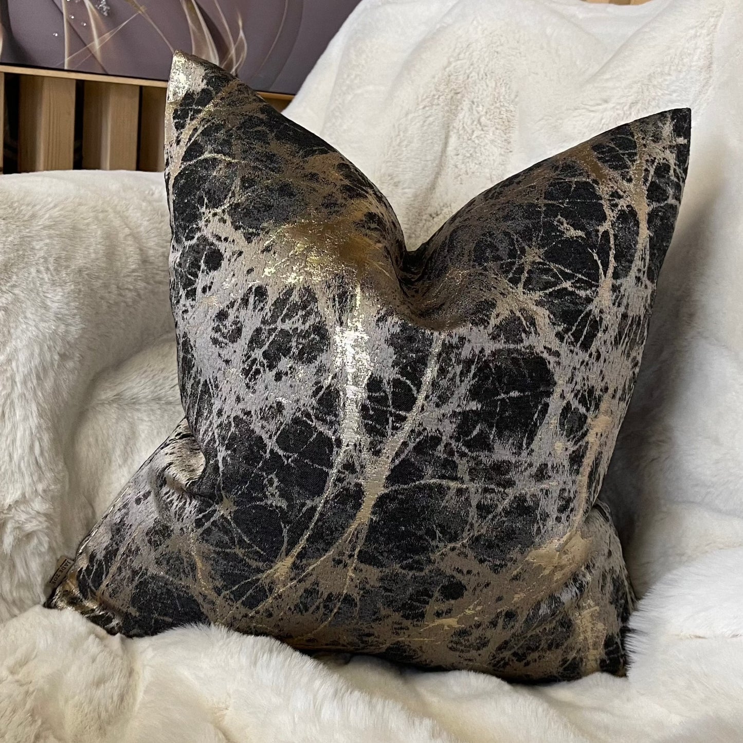 Galaxy Black and Gold Sheen 18” Cushion