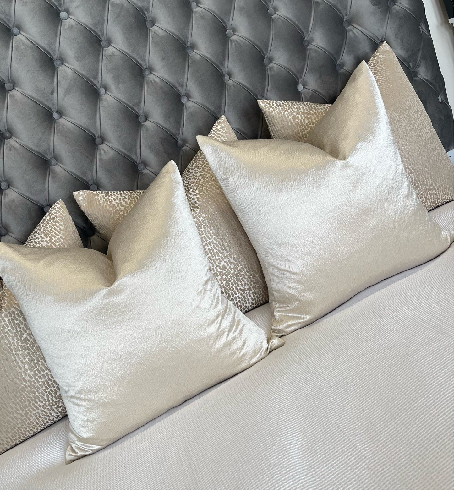 Ariel Light Putty Sheen 22” Cushion