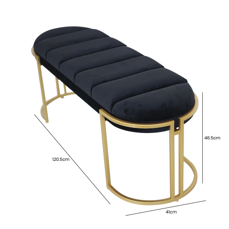 Esme Black Velvet Bench