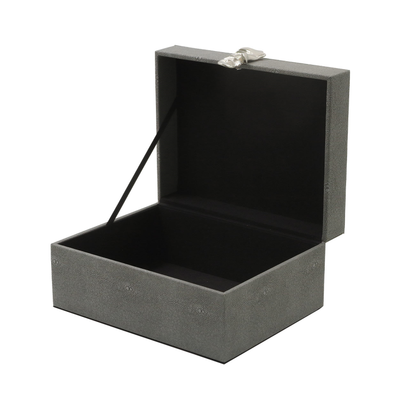 Grey Faux Litchi Leather Boxes