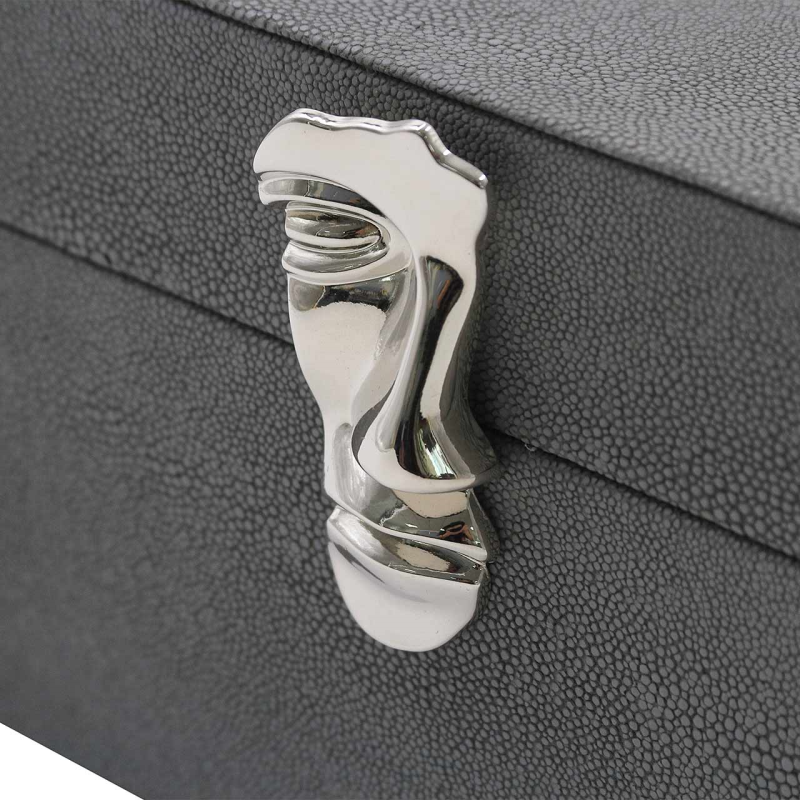 Grey Faux Litchi Leather Boxes
