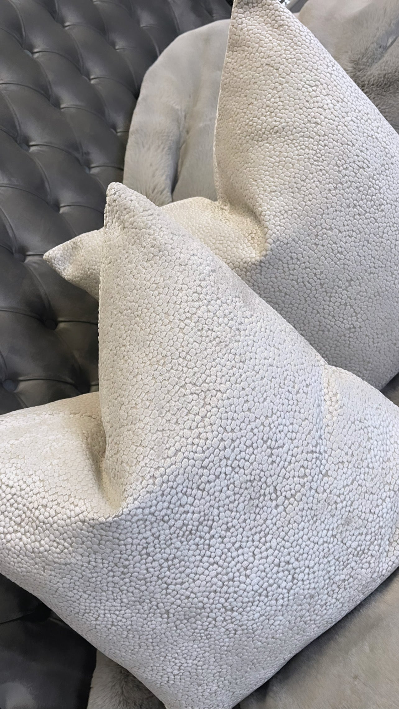 Cream Bingham Velvet Dot Cushion 16"
