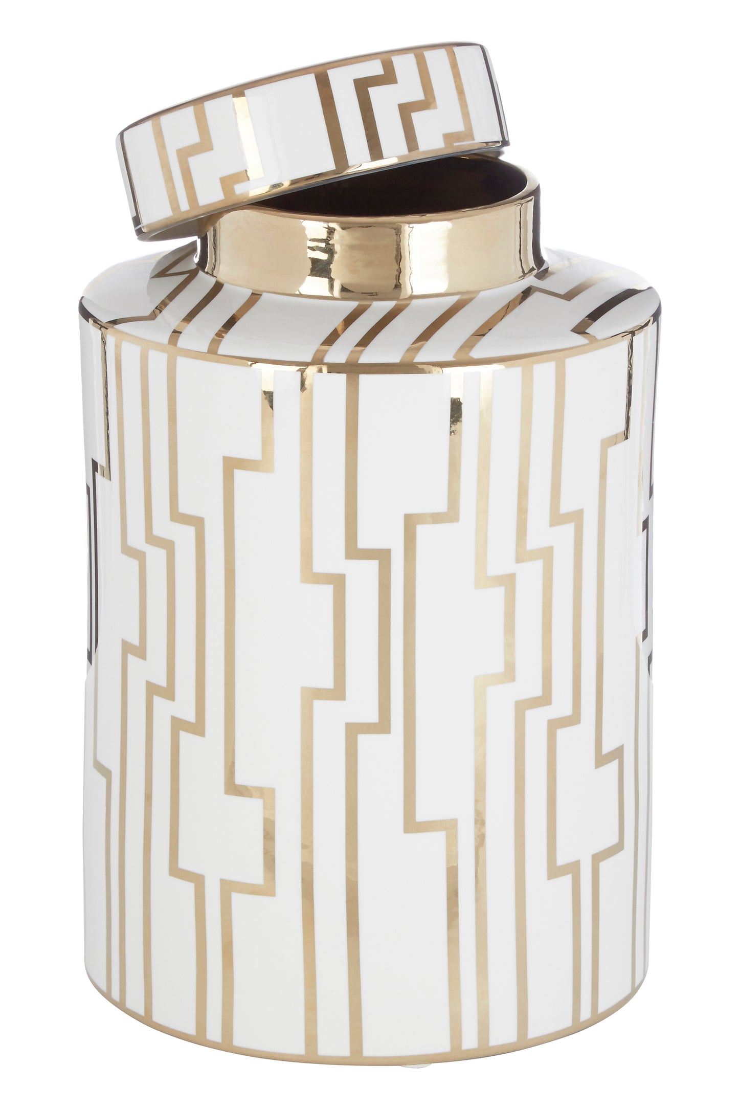 Renne Large White/Gold Ceramic Jar