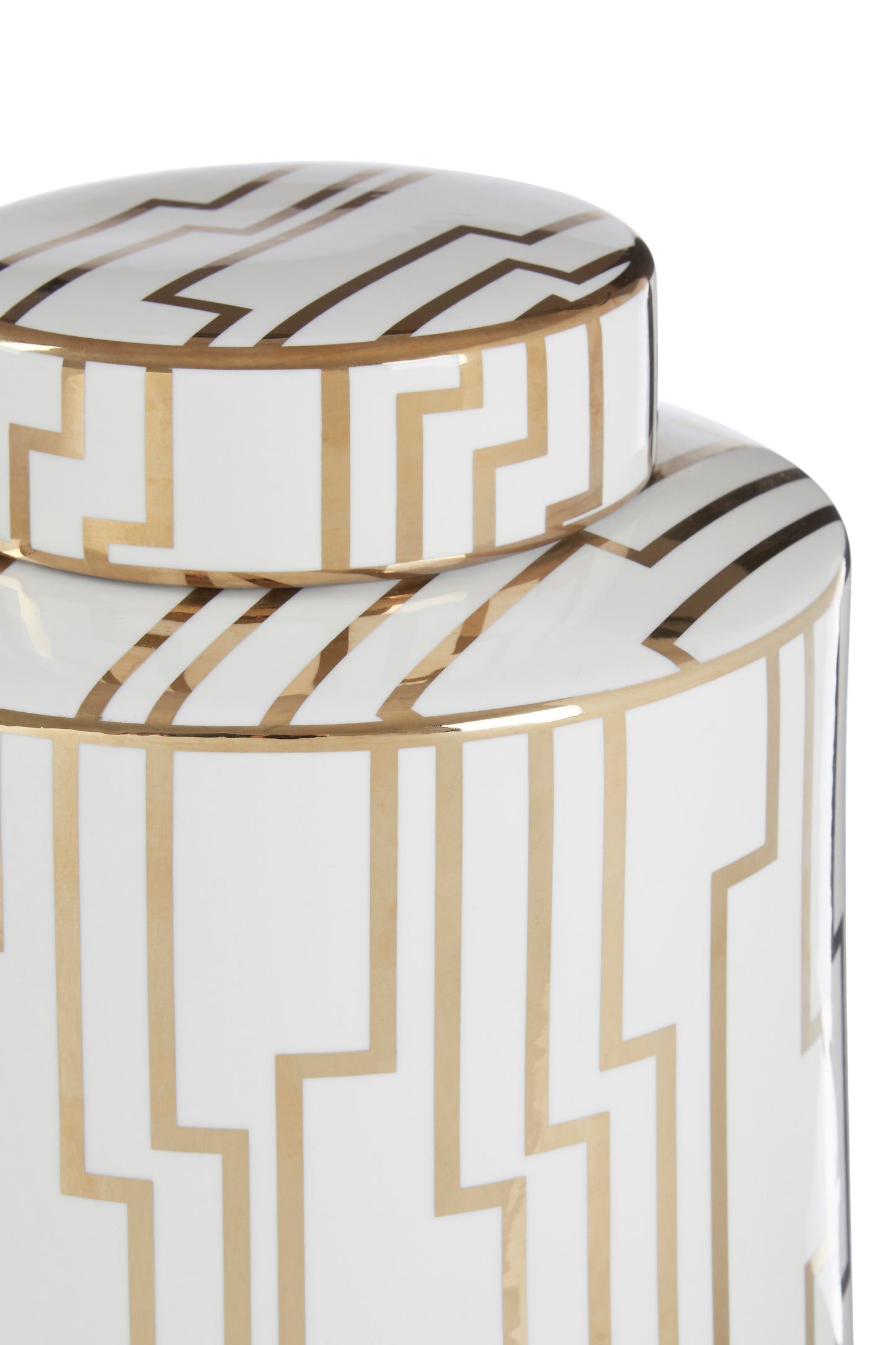Renne Large White/Gold Ceramic Jar